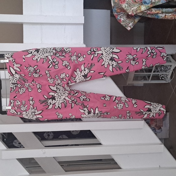 Red Valentino Garavani Pink&White Floral Cotton Chino Pant Italian Sz44 EUC - Picture 6 of 10